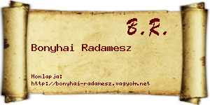 Bonyhai Radamesz névjegykártya